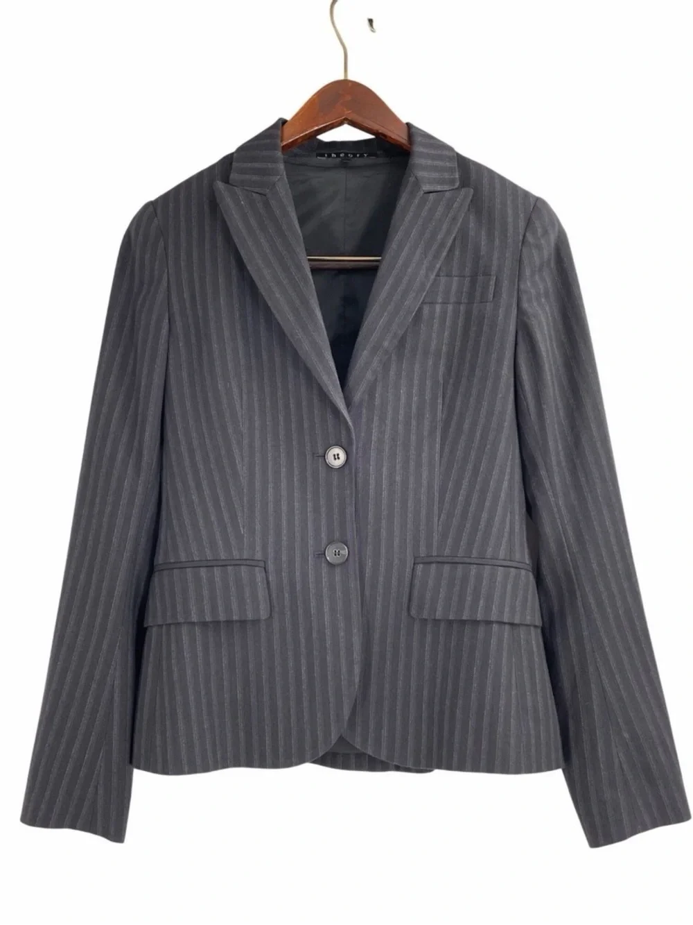 Theory Women's Gray Pinstripe Blazer